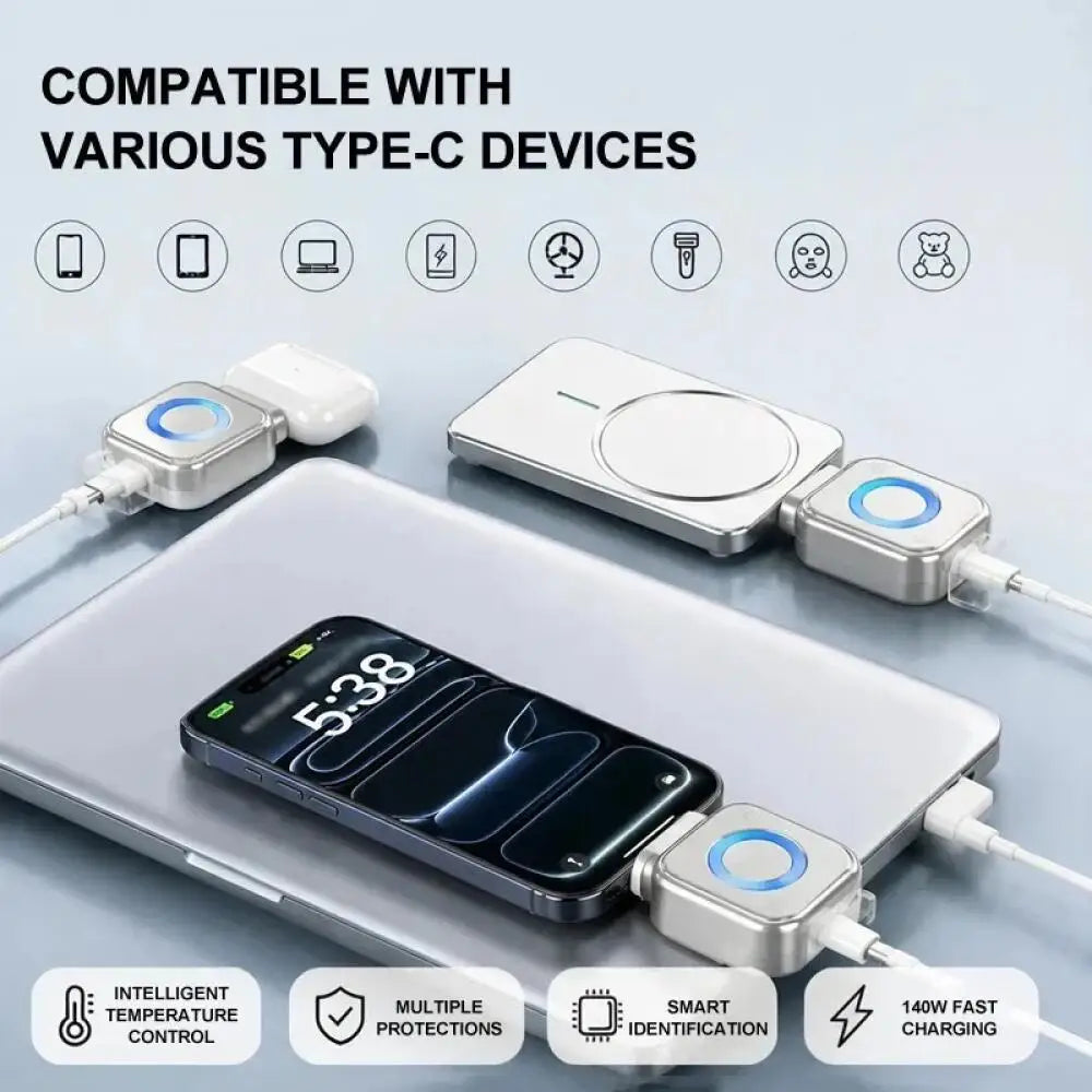 140W USB-C Fast Charging Cable with Digital Display, Auto Power Control & Overcharge Protection