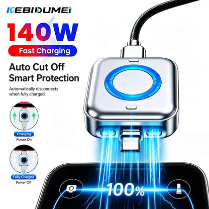 140W USB-C Fast Charging Cable with Digital Display, Auto Power Control & Overcharge Protection