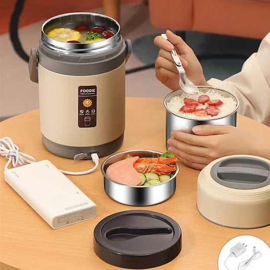 USB Heated Lunch Box, Stainless Steel Electric Food Warmer, Bento Lunch Container