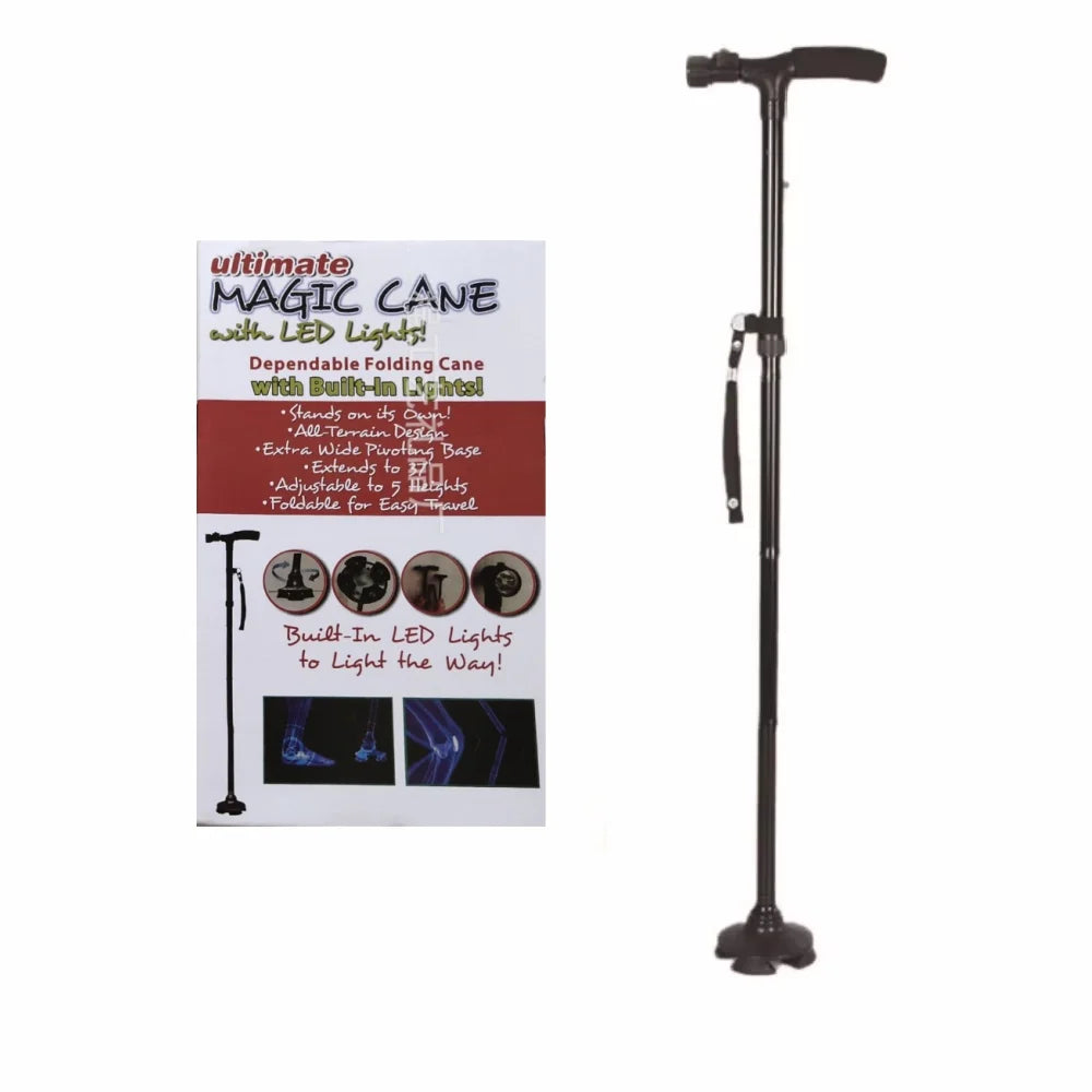 Folding Walking Cane with LED Light – Adjustable Lightweight Collapsible Walking Stick