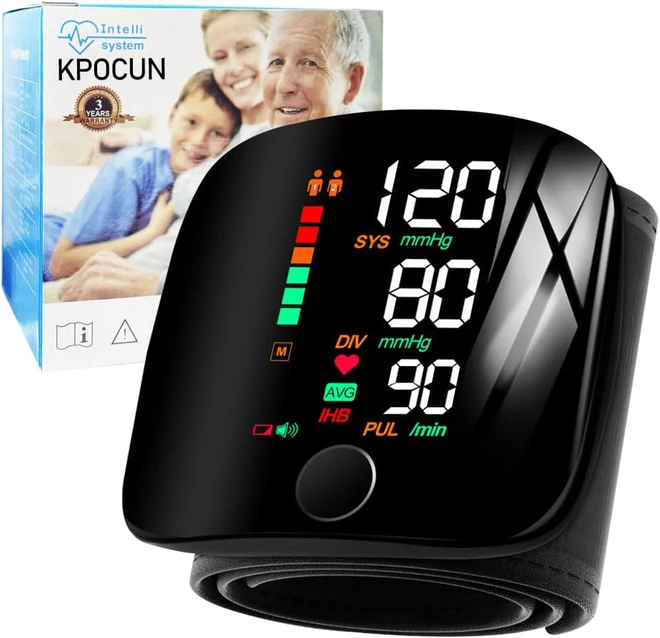 New LED Wrist Blood Pressure Monitor Rechargeable English Voice Broadcast Sphygmomanometer Tonometer BP Monitor