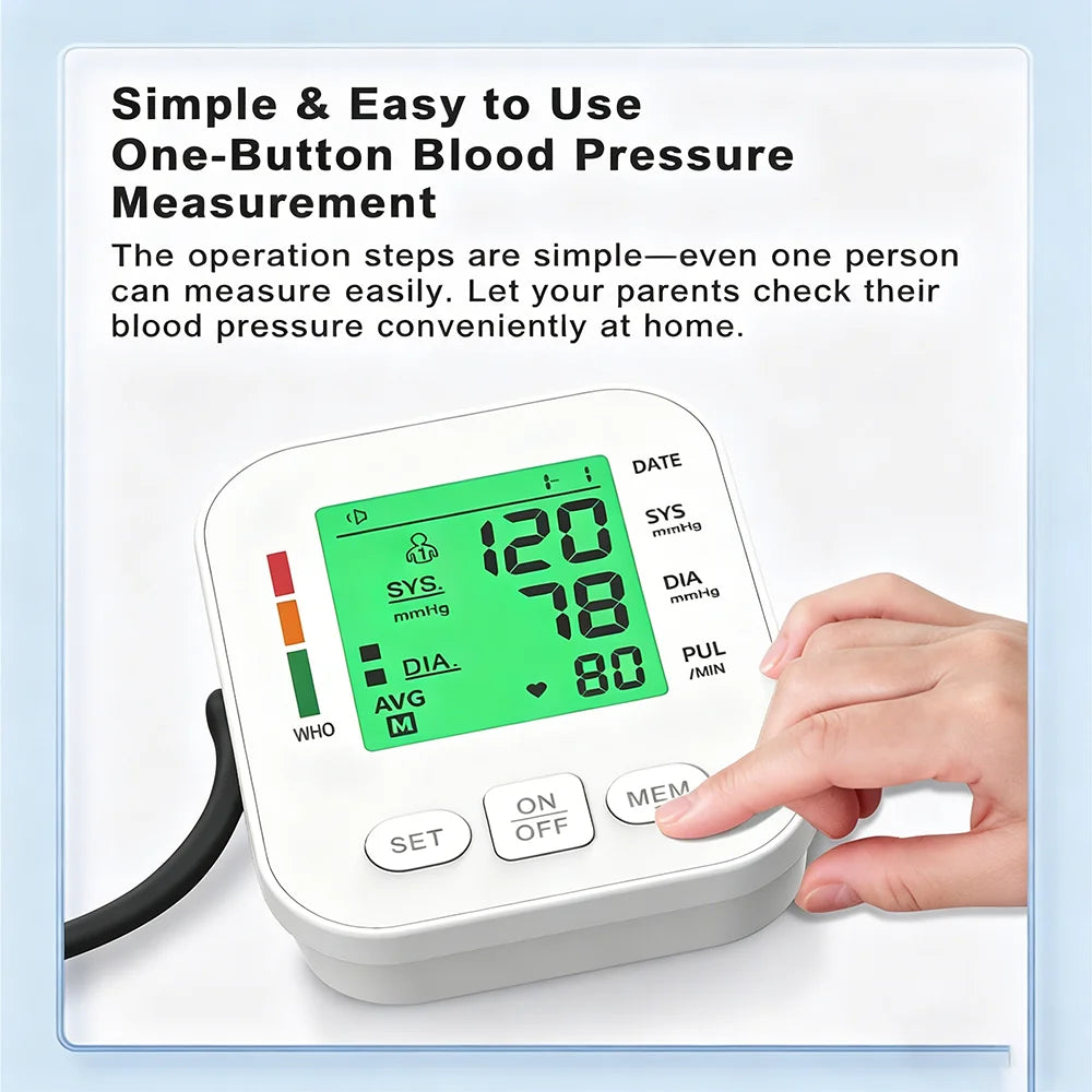 HUBLIZER Automatic Blood Pressure Monitor Upper Arm BP Testing Kit Digital Sphygmomanometer Tonometer for Home Medical Use