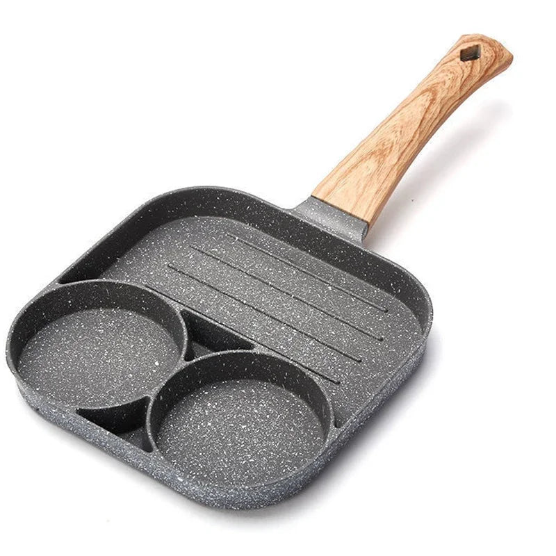 Pancake Egg Frying Pan 4 Cups Omelet Poached Egg Pan for Breakfast Divided Coating with Non Sticking Handle