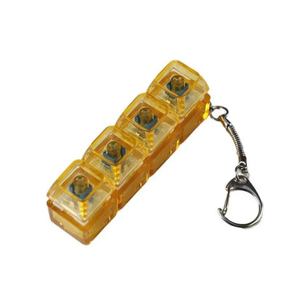 4-Key Fidget Keyboard Keychain, LED Clicker Stress Relief Toy, Crystal Bag Charm