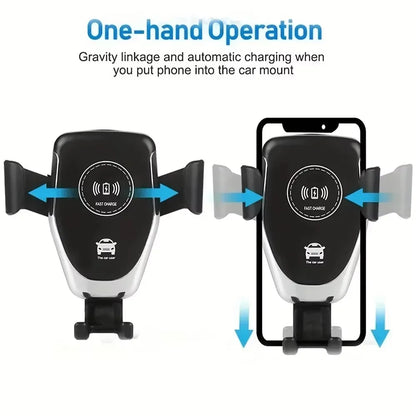 Wireless Car Charger Phone Holder Gravity Sensor Mount for Air Vent Fast Charging