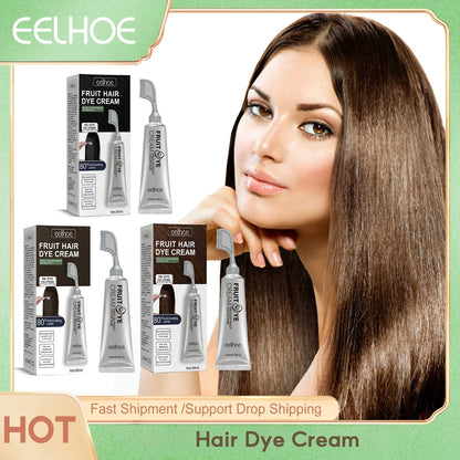 EELHOE Natural Hair Dye Cream with Comb – Gray & White Hair Coverage 80ml
