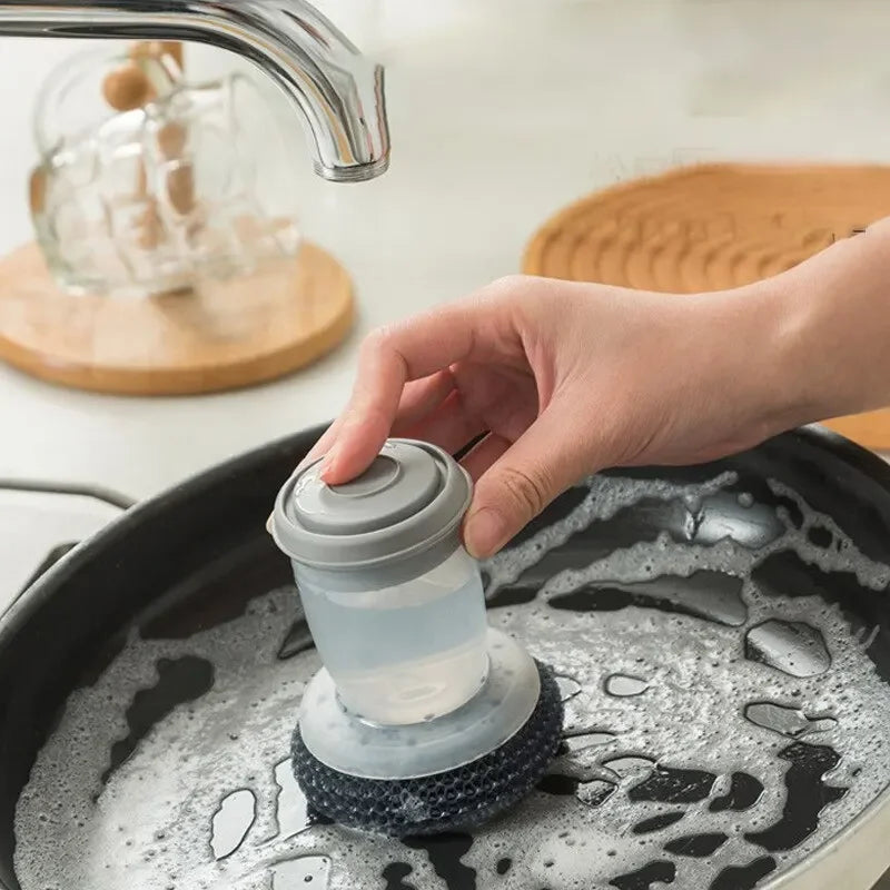 1/2/3/4pcs Portable Kitchen Soap Dispensing Dishwashing Tool Brush Easy Use Scrubber Wash Clean Tool Kitchen Cleaning Tool