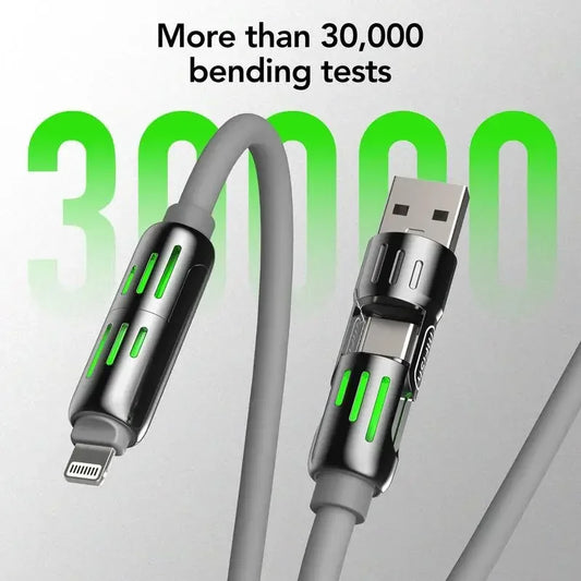 240W USB Type-C PD Fast Charging Cable with Soft Silicone Design, Aluminum Alloy Connector & 7-Color LED Light