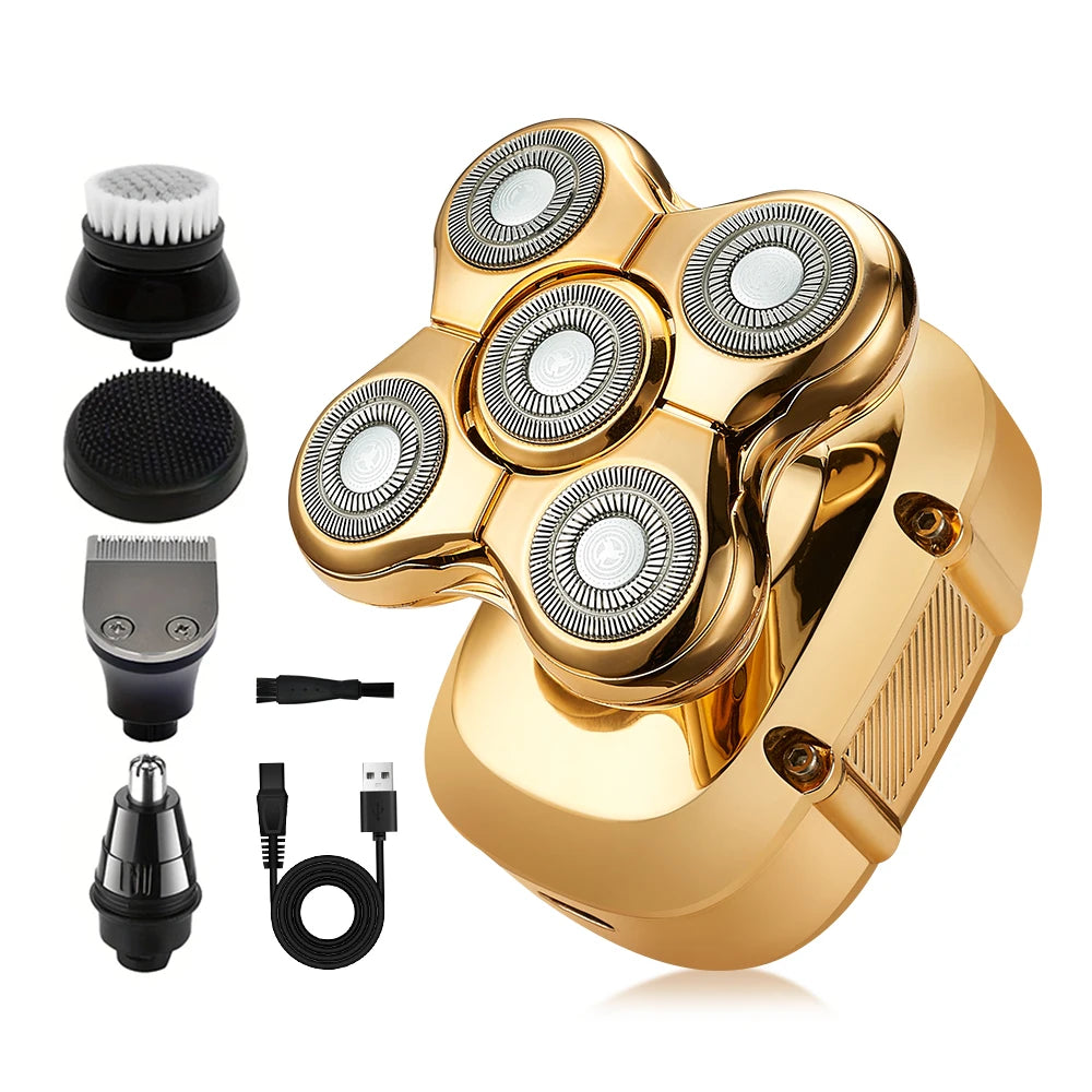 USB charging, five speed electric bald shaver, men's multifunctional trimmer