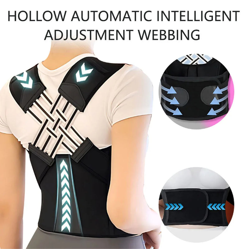 Posture Corrector for Men Women, Adjustable Back Brace with Cross Support Straps, Upper & Lower Back Support to Improve Posture