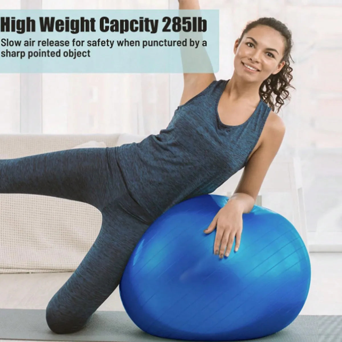 1pcs Fitness explosion-proof anti slip yoga ball with quick inflation pump, capable of bearing 2000 pounds