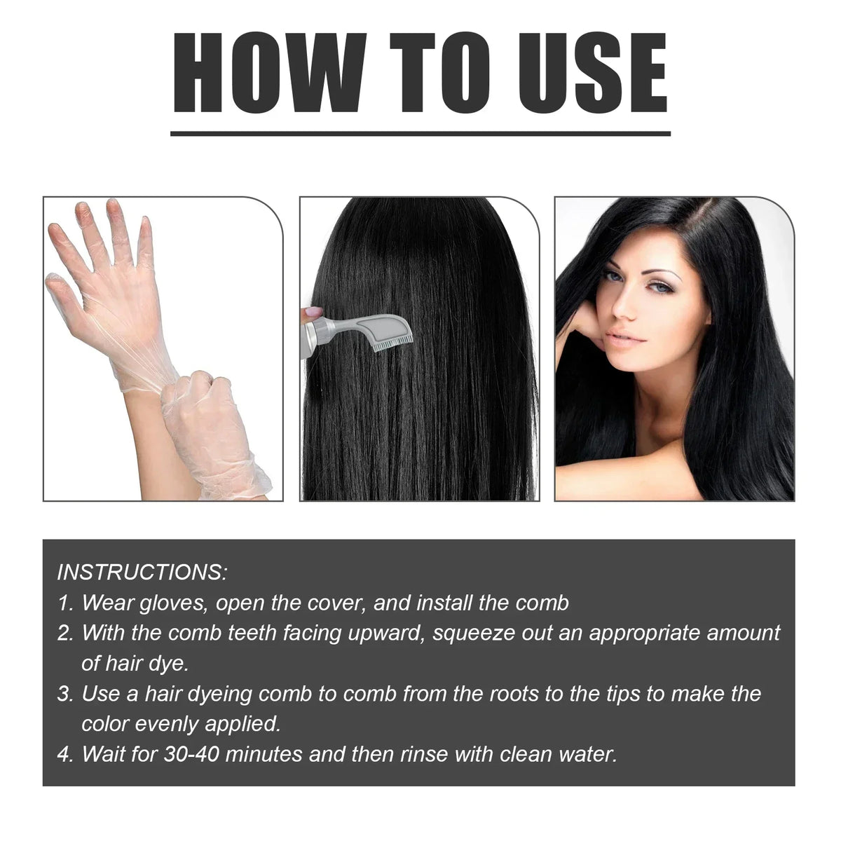EELHOE Natural Hair Dye Cream with Comb – Gray & White Hair Coverage 80ml