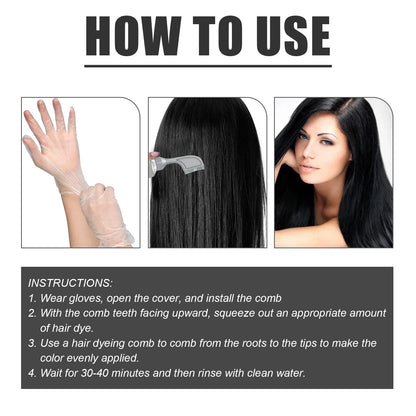 EELHOE Natural Hair Dye Cream with Comb – Gray & White Hair Coverage 80ml