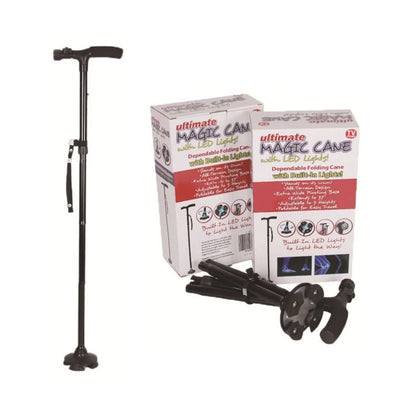 Folding Walking Cane with LED Light – Adjustable Lightweight Collapsible Walking Stick