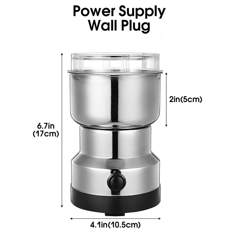 Stainless Steel Electric Grinder Multipurpose Coffee Bean Mill for Seeds Spices Herbs Nuts Grinding Kitchen Appliance