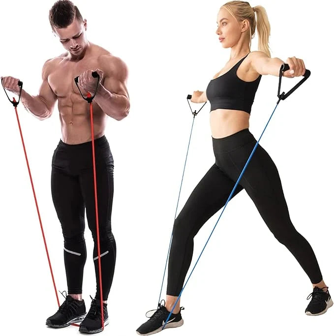 Adjustable Resistance Bands with Handles | 4-Level Resistance Exercise Bands for Home, Yoga & Pilates