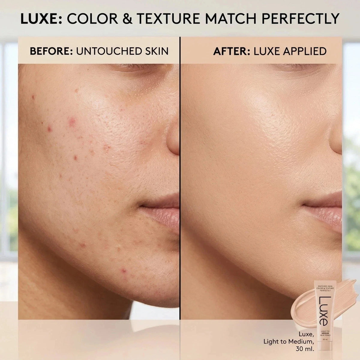 Luxe Color-Adapting Foundation – Light & Brown Shades, Lightweight Natural Finish