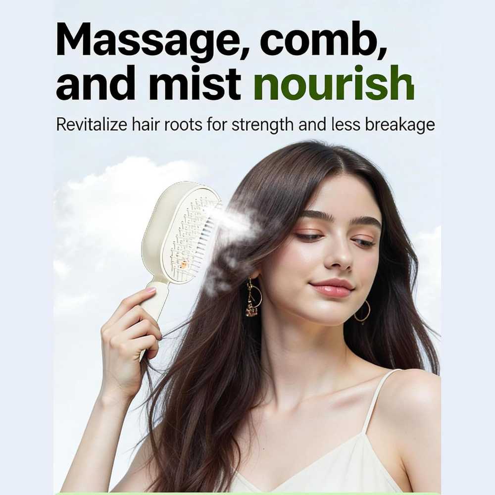 Rechargeable Electric Scalp Massage Comb with Spray Function, Detangling & Anti-Static Hair Care