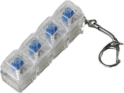 4-Key Fidget Keyboard Keychain, LED Clicker Stress Relief Toy, Crystal Bag Charm